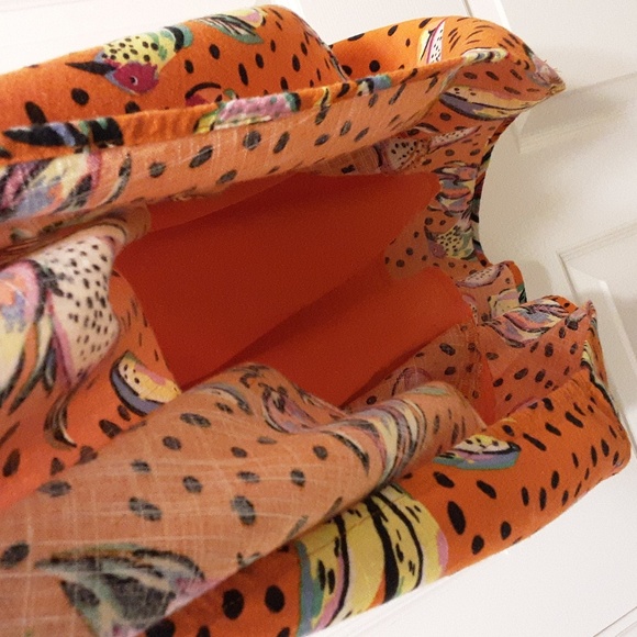 KOURT Vibrant Orange Fruit Print Mini Dress Size - Picture 6 of 12